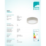 EGLO 94523 | Fueva-1 Eglo fali, mennyezeti LED panel kerek 1x LED 1200lm 3000K matt nikkel, opál