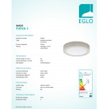 EGLO 94525 | Fueva-1 Eglo fali, mennyezeti LED panel kerek 1x LED 1600lm 3000K matt nikkel, opál