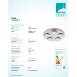 EGLO 94546 | Lombes Eglo mennyezeti lámpa 5x LED 2400lm 3000K matt nikkel, áttetsző
