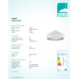 EGLO 94548 | Mogano Eglo mennyezeti lámpa 1x E27 fehér, ezüst