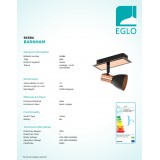 EGLO 94584 | Barnham Eglo spot lámpa kapcsoló elforgatható alkatrészek 1x GU10 250lm 3000K fekete, vörösréz