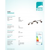 EGLO 94587 | Barnham Eglo spot lámpa elforgatható alkatrészek 4x GU10 1000lm 3000K fekete, vörösréz