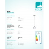 EGLO 94592 | Rocamar Eglo függeszték lámpa 1x E27 króm, áttetsző