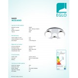 EGLO 94629 | Mosiano Eglo fali, mennyezeti lámpa 3x LED 1020lm 3000K IP44 króm, fehér