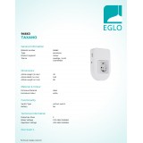 EGLO 94663 | Eglo dugalj kiegészítő USB csatlakozó fehér