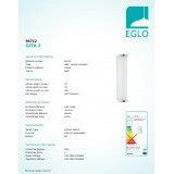 EGLO 94712 | Gita-2-LED Eglo fali, mennyezeti lámpa 1x LED 900lm 4000K IP44 króm, fehér