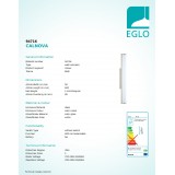 EGLO 94716 | Calnova Eglo fali lámpa 1x LED 1500lm 4000K IP44 matt nikkel, fehér