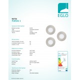 EGLO 94734 | Fueva-1 Eglo beépíthető LED panel kerek 3 darabos szett Ø85mm 3x LED 900lm 3000K matt nikkel, opál