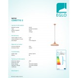 EGLO 94742 | Coretto-2 Eglo függeszték lámpa 1x E27 vörösréz, fehér