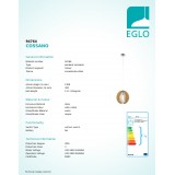 EGLO 94764 | Cossano Eglo függeszték lámpa 1x E27 matt nikkel, juhar