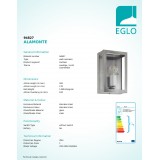 EGLO 94827 | Alamonte Eglo fali lámpa 1x E27 IP44 nemesacél, rozsdamentes acél, áttetsző