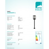 EGLO 94833 | Alamonte Eglo álló lámpa 101,5cm 1x E27 IP44 fekete, áttetsző