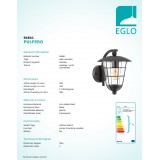 EGLO 94841 | Pulfero Eglo falikar lámpa 1x E27 IP44 fekete, áttetsző