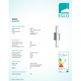 EGLO 94845 | Acate Eglo fali, mennyezeti lámpa négyzet 1x LED 770lm 3000K IP44 ezüst, fehér