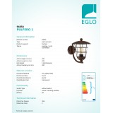 EGLO 94854 | Pulfero Eglo falikar lámpa 1x E27 IP44 barna, áttetsző