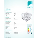 EGLO 94878 | Almonte Eglo mennyezeti lámpa 4x G9 1440lm 3000K IP44 króm, áttetsző