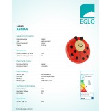EGLO 94889 | Annika Eglo fali lámpa elemes/akkus 1x LED 3000K piros, fekete