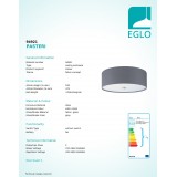 EGLO 94921 | Eglo-Pasteri-G Eglo mennyezeti lámpa kerek 3x E27 matt szürke, fehér, matt nikkel