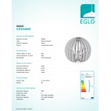 EGLO 94949 | Cossano Eglo asztali lámpa 22cm vezeték kapcsoló 1x E27 fehér