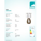EGLO 94955 | Tindori Eglo asztali lámpa 45cm vezeték kapcsoló 1x E27 barna, fehér