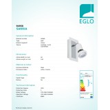 EGLO 94958 | Sarria Eglo spot lámpa kapcsoló elforgatható alkatrészek 1x GU10 345lm 3000K fehér, króm