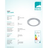 EGLO 94967 | Carpi-LED Eglo fali, mennyezeti lámpa kerek 1x LED 950lm 3000K IP44 csiszolt alumínium, fehér