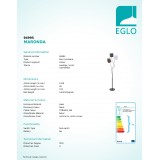 EGLO 94995 | Almeida Eglo álló lámpa 152cm taposókapcsoló 3x E14 fekete, fehér, barna