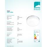 EGLO 95002 | Lora1-LED Eglo mennyezeti lámpa kerek 1x LED 2100lm 3000K IP54 króm, fehér