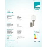 EGLO 95016 | Poliento Eglo falikar lámpa 1x E27 IP44 nemesacél, rozsdamentes acél, áttetsző, fehér