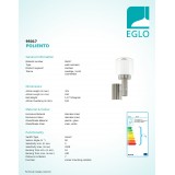 EGLO 95017 | Poliento Eglo falikar lámpa mozgásérzékelő 1x E27 IP44 nemesacél, rozsdamentes acél, áttetsző, fehér