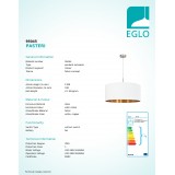 EGLO 95045 | Eglo-Pasteri-WHC Eglo függeszték lámpa kerek 1x E27 matt fehér, sárgaréz, matt nikkel