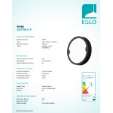 EGLO 95084 | Alfena-R Eglo fali, mennyezeti lámpa 1x LED 1000lm 3000K IP44 antracit, fehér