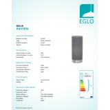 EGLO 95119 | Eglo-Pasteri-G Eglo asztali lámpa 25,5cm érintőkapcsoló 1x E27 matt szürke, fehér, matt nikkel