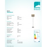 EGLO 95171 | Eglo-Maserlo-TG Eglo álló lámpa 151cm taposókapcsoló 1x E27 fényes taupe, arany, matt nikkel