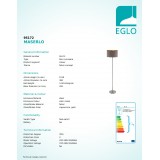 EGLO 95172 | Eglo-Maserlo-CG Eglo álló lámpa 151cm taposókapcsoló 1x E27 fényes kapucsínó, arany, matt nikkel