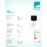 EGLO 95185 | Carlton Eglo asztali lámpa 64,5cm vezeték kapcsoló 1x E27 vörösréz, fekete