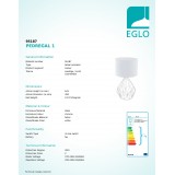 EGLO 95187 | Carlton Eglo asztali lámpa 64,5cm vezeték kapcsoló 1x E27 króm, fehér