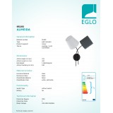 EGLO 95193 | Almeida Eglo falikar lámpa 2x E14 fekete, fehér, antracit