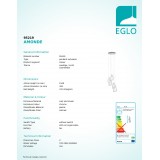 EGLO 95219 | Amonde Eglo függeszték lámpa szabályozható fényerő 5x LED 3650lm 3000K króm, szatén