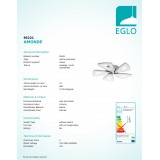 EGLO 95221 | Amonde Eglo mennyezeti lámpa szabályozható fényerő 5x LED 3650lm 3000K króm, szatén