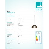 EGLO 95261 | Cossano-2 Eglo függeszték lámpa 1x E27 sötétbarna, matt nikkel