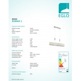 EGLO 95333 | Romao Eglo függeszték lámpa ellensúlyos, állítható magasság, szabályozható fényerő 6x LED 18000lm 3000K matt nikkel, króm, natúr