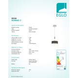 EGLO 95338 | Romao Eglo függeszték lámpa ellensúlyos, állítható magasság, szabályozható fényerő 1x LED 1600lm 3000K matt nikkel, króm, barna