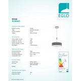 EGLO 95348 | Romao Eglo függeszték lámpa kerek ellensúlyos, állítható magasság, szabályozható fényerő 1x LED 2450lm 3000K matt nikkel, króm, szürke