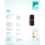EGLO 95379 | Passa Eglo falikar lámpa 2x GU10 500lm 3000K barna, vörösréz