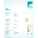 EGLO 95383 | Obregon Eglo függeszték lámpa 1x E27 tölgy, krémszín