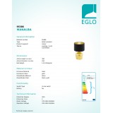 EGLO 95386 | Manalba Eglo asztali lámpa 38cm vezeték kapcsoló 1x E27 arany, fekete