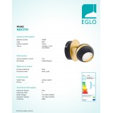 EGLO 95482 | Nocito Eglo spot lámpa elforgatható alkatrészek 1x GU10 250lm 3000K fekete, arany