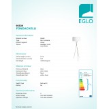 EGLO 95539 | Fondachelli Eglo álló lámpa 151,5cm taposókapcsoló 1x E27 matt nikkel, fehér, ezüst