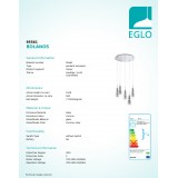 EGLO 95561 | Bolanos Eglo függeszték lámpa 5x GU10 1200lm 3000K króm, áttetsző